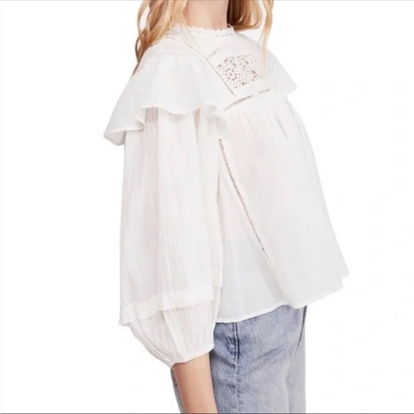 SOLD!!! Free people lace gauze top size small - Picture 2 of 8